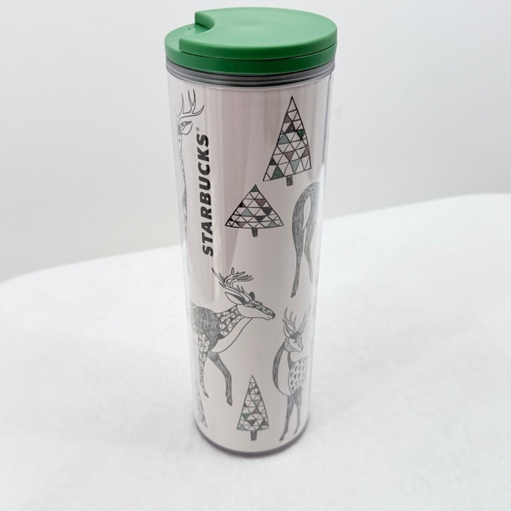 Starbucks 16oz Winter Holiday Acrylic Travel Tumbler 2017 Forest Woodland Scandi